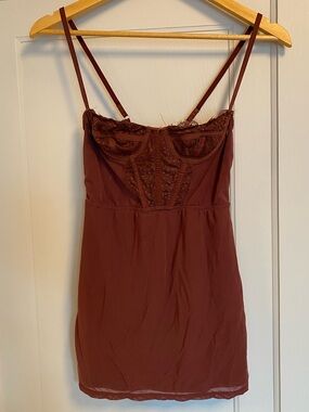 Urban Outfitters Brown Lace Corset Dress Size XS Adjustable Straps Coquette Girl